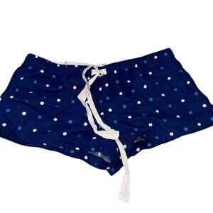 Faded Glory Womens Polka Dot Organic Cotton Lounge Shorts L/G 12-14 Blue & White